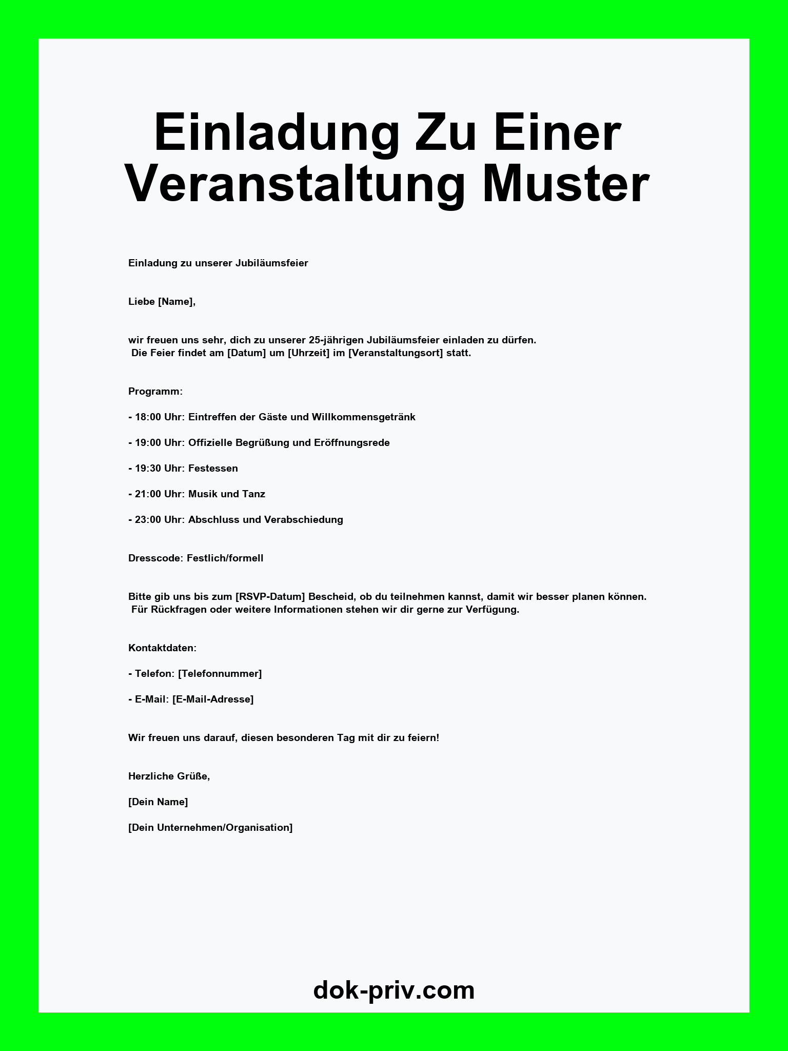 Einladung Zu Einer Veranstaltung Muster