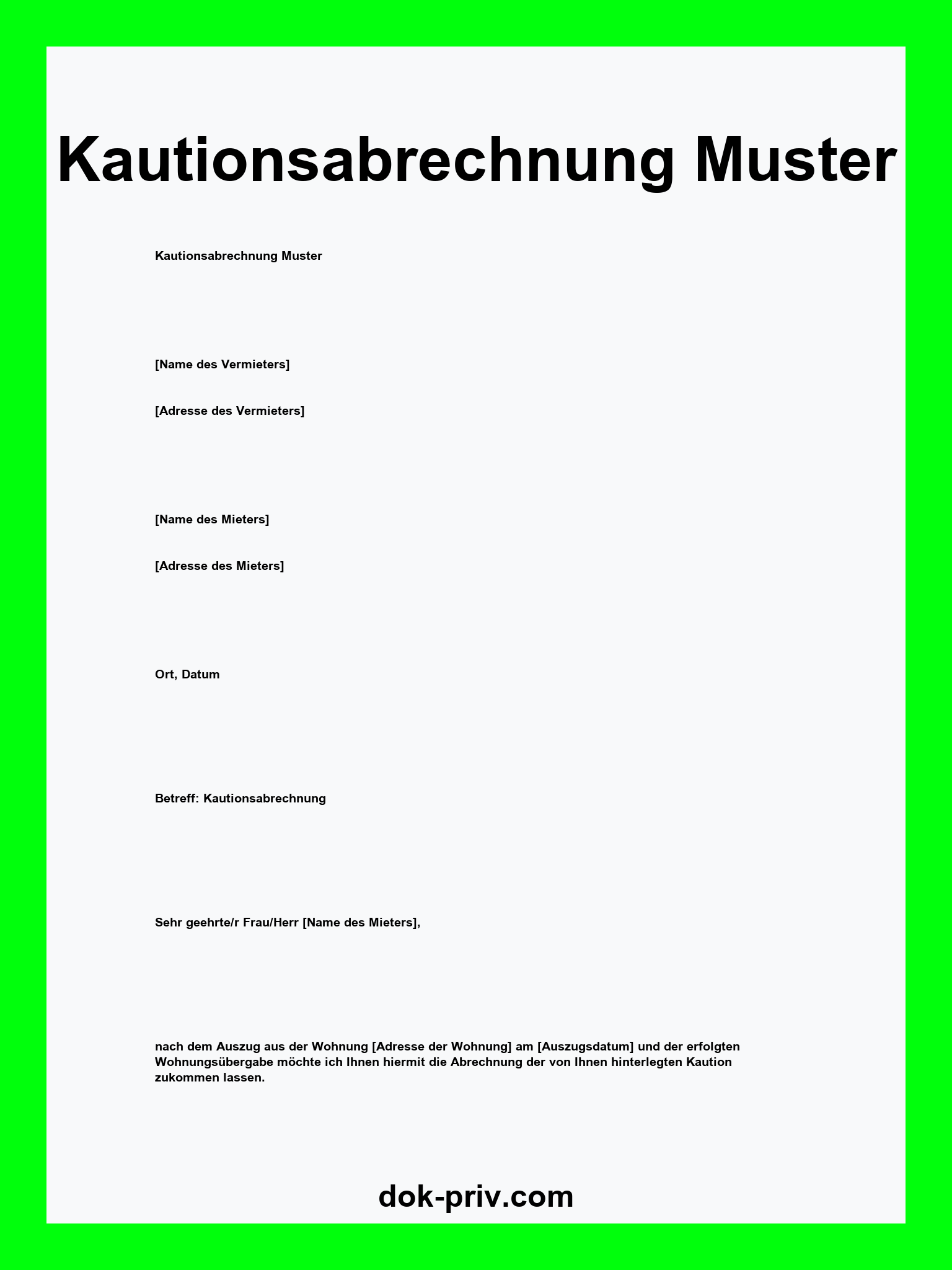 Kautionsabrechnung Muster WORD